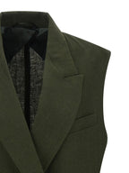 Ärmellose Zweifarbige Leinenjacke