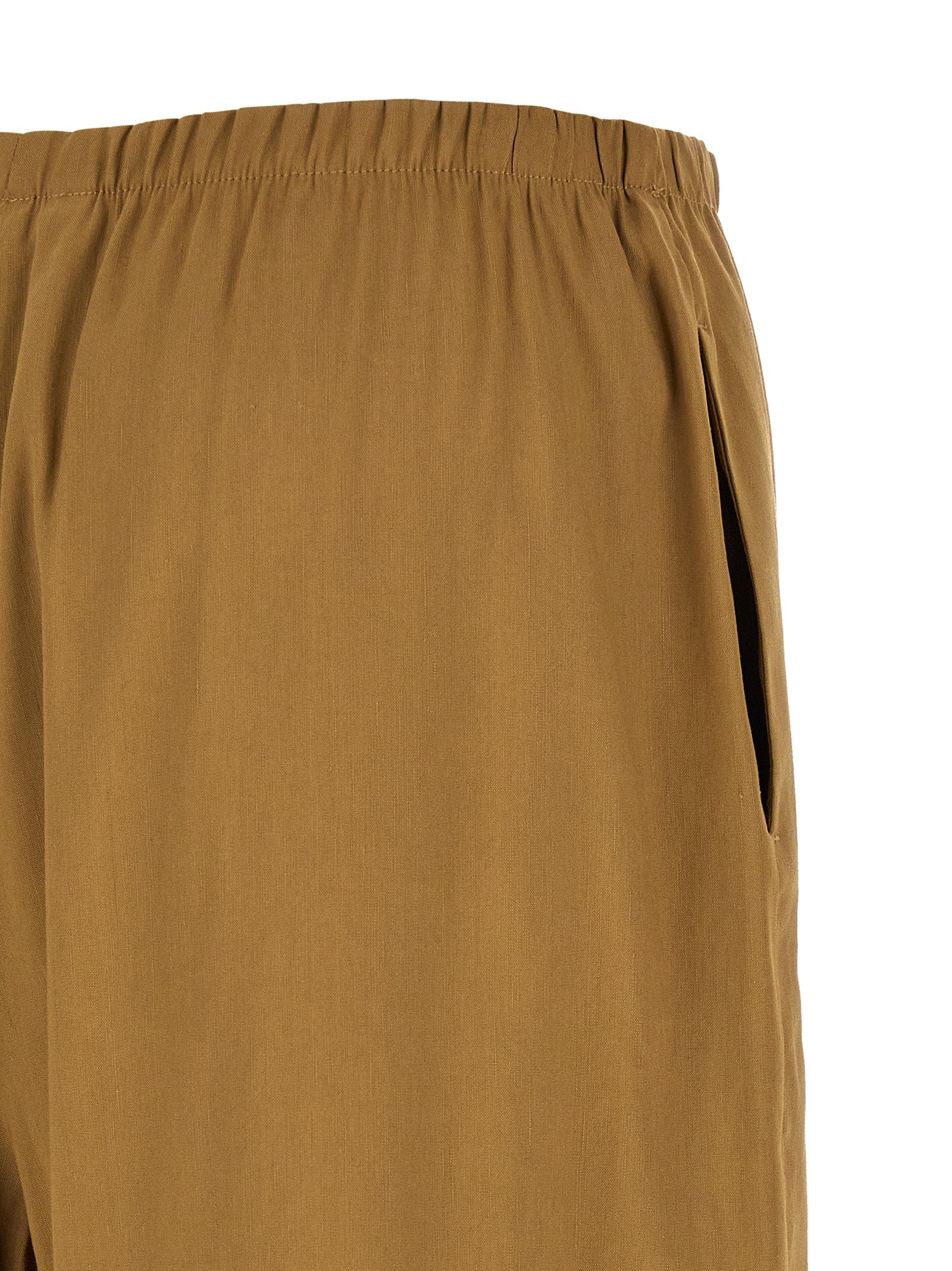 Beige Leinen Freizeithose
