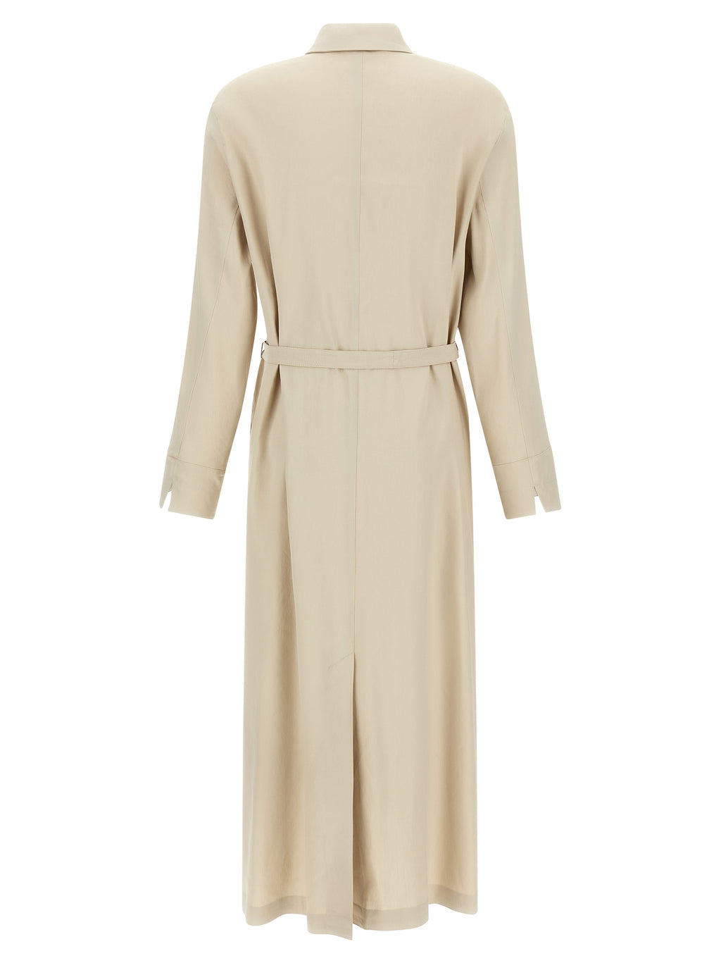 Langes beiges Leinenkleid