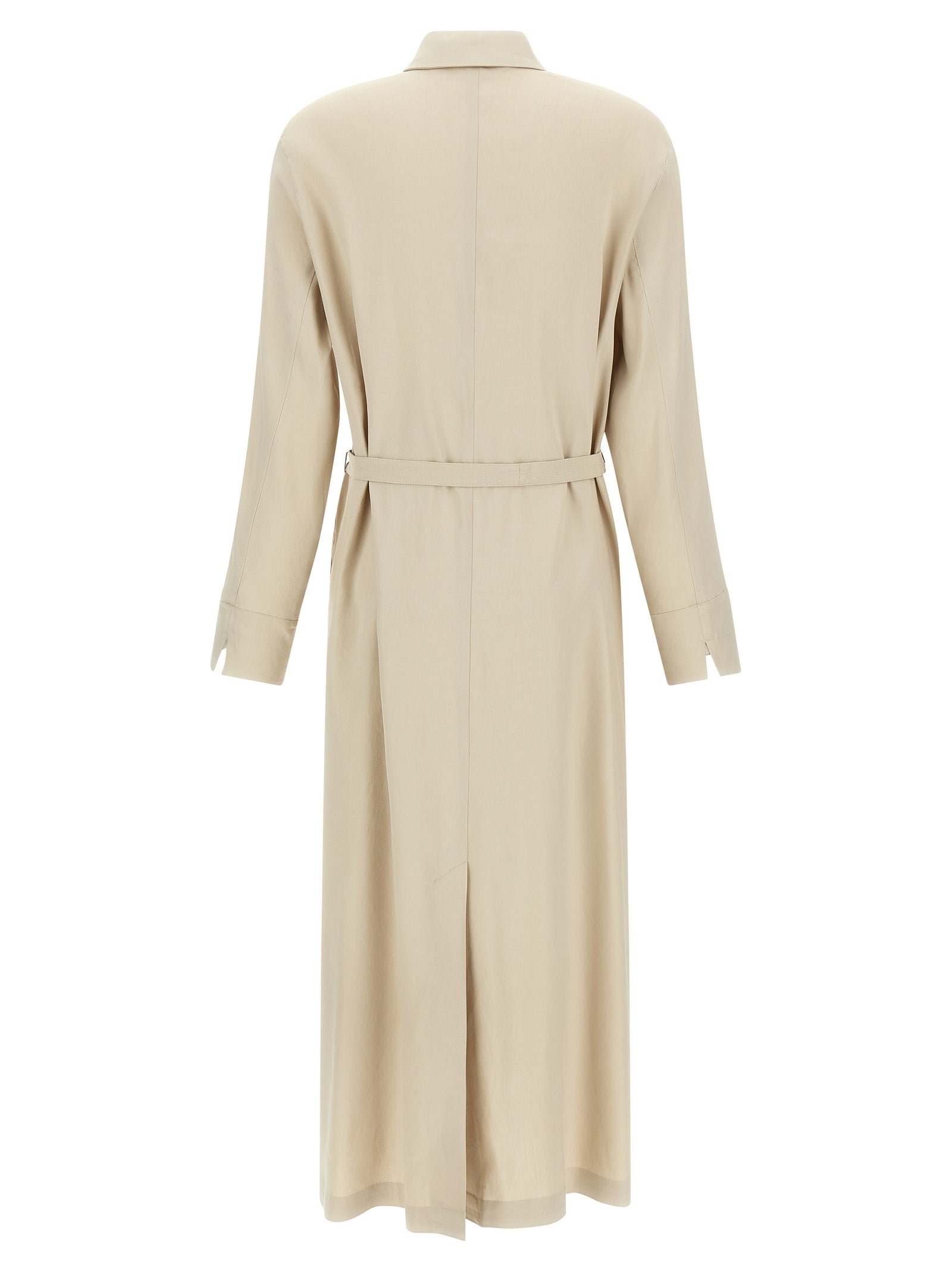 Langes beiges Leinenkleid