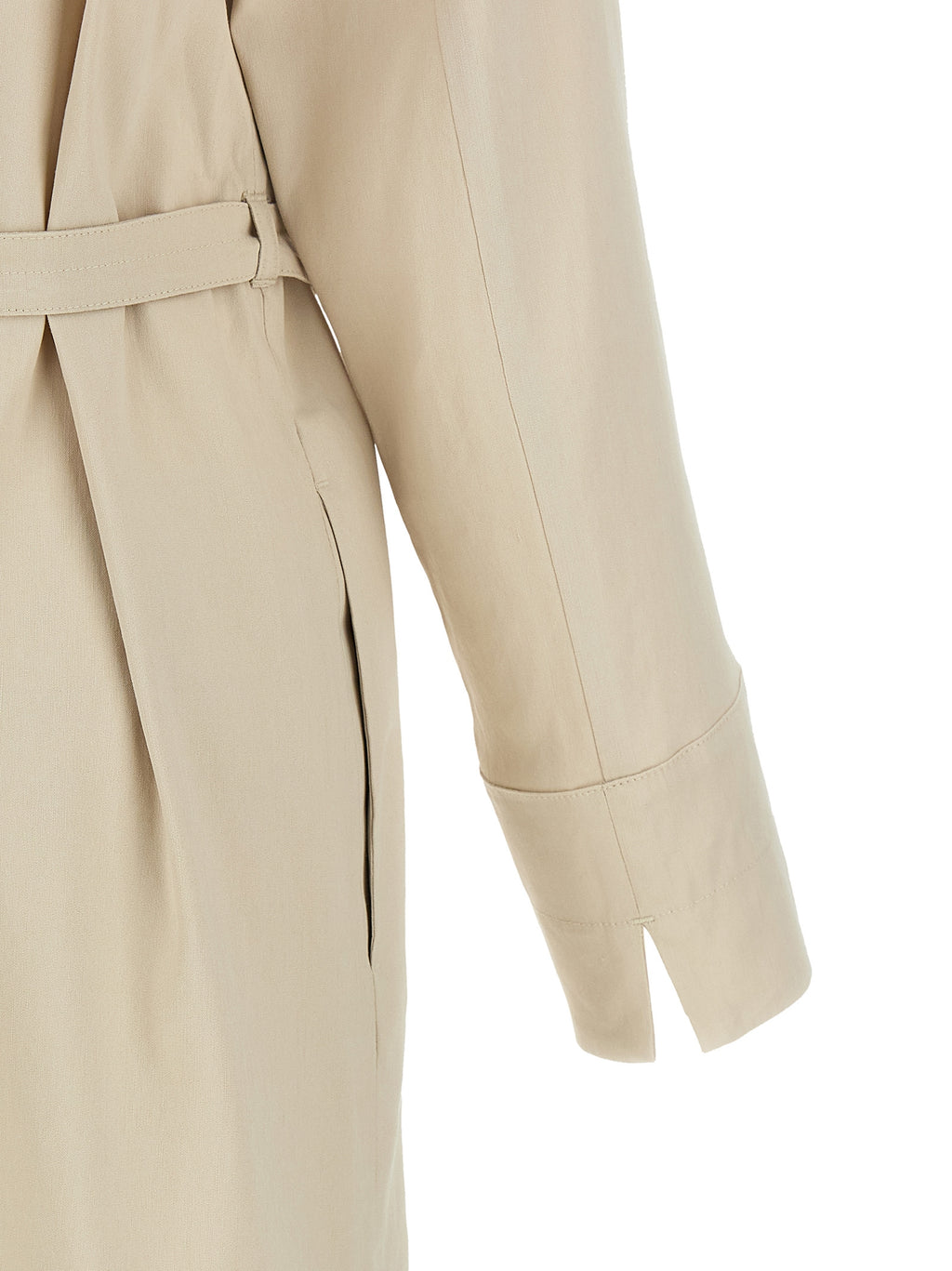 Langes beiges Leinenkleid