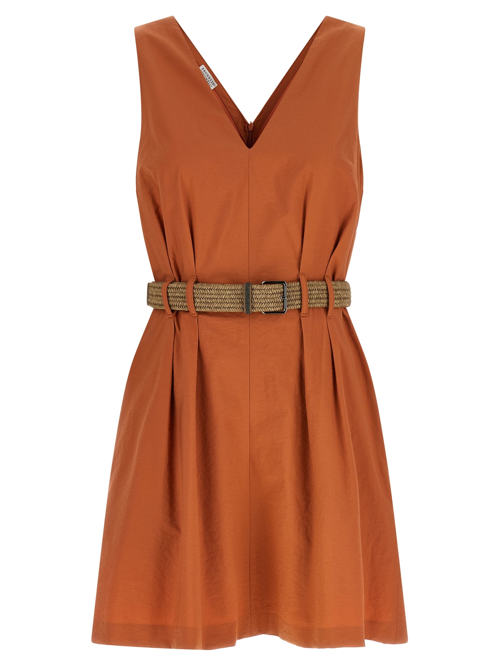 Kurzes Baumwollkleid in Orange
