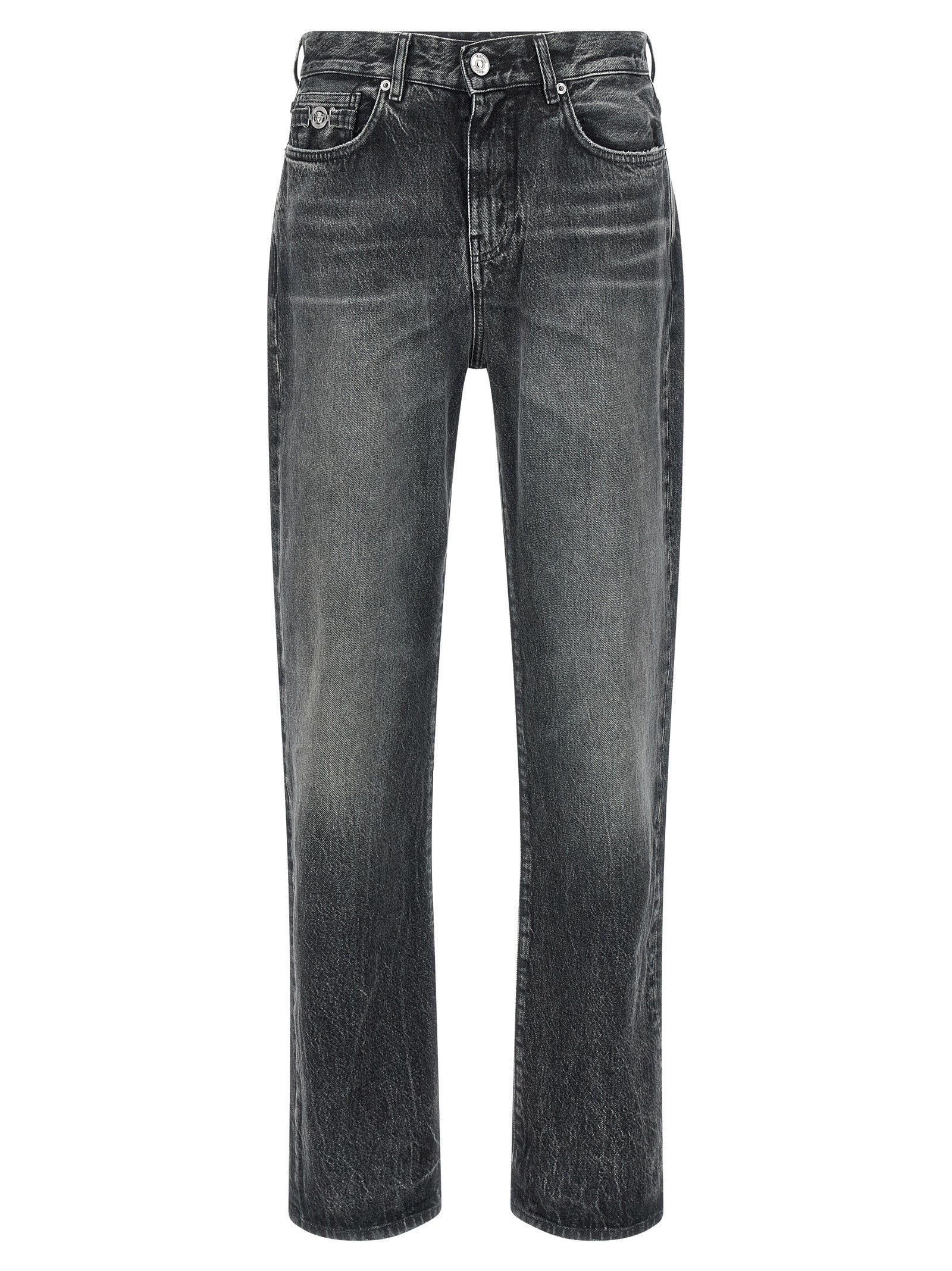 Graue Jeans aus Baumwolle im geraden Schnitt