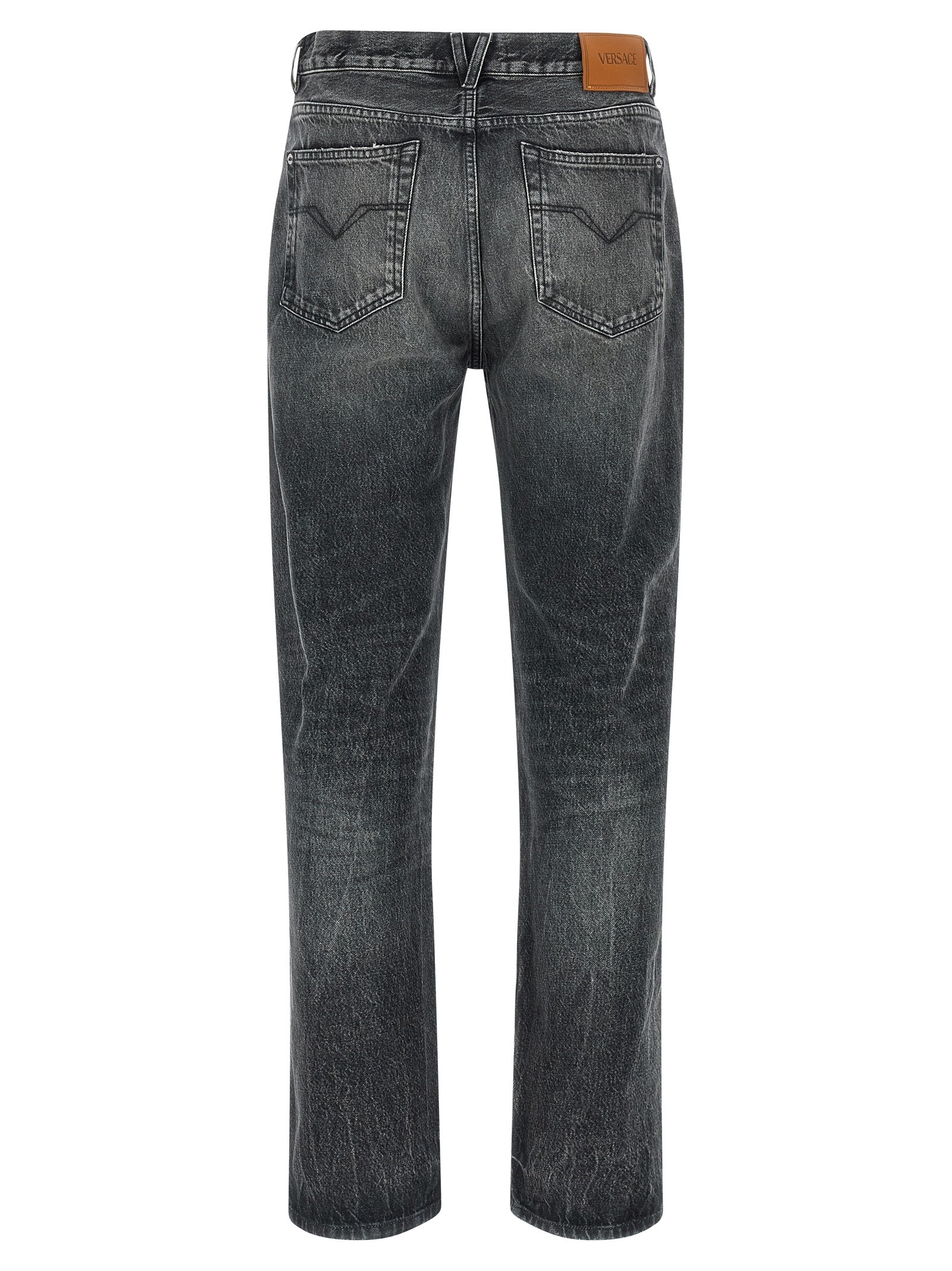 Graue Jeans aus Baumwolle im geraden Schnitt