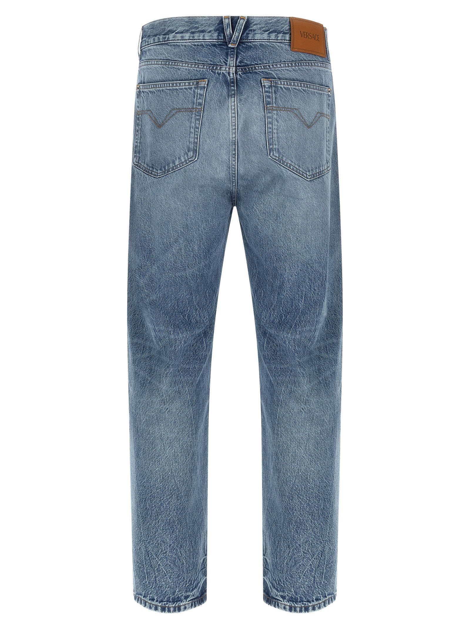Blaue Jeans aus Baumwolle im geraden Schnitt