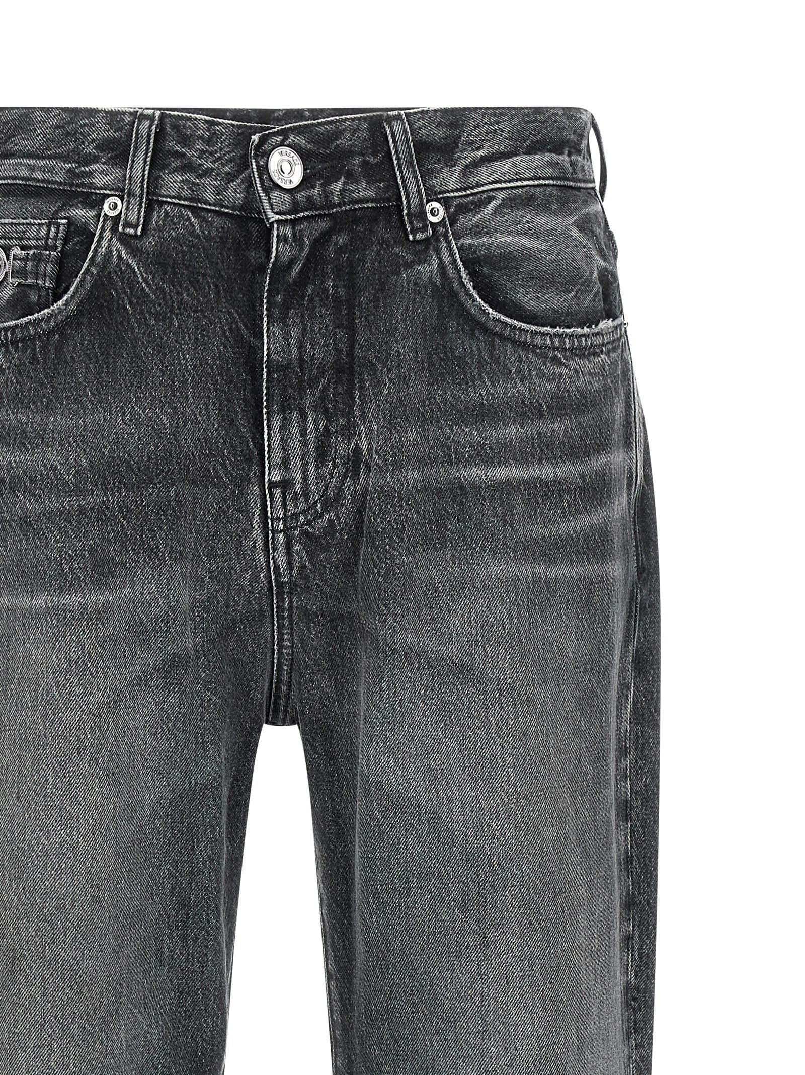 Graue Jeans aus Baumwolle im geraden Schnitt
