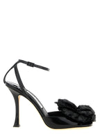 Schwarze Leder-Stiletto-Sandalen