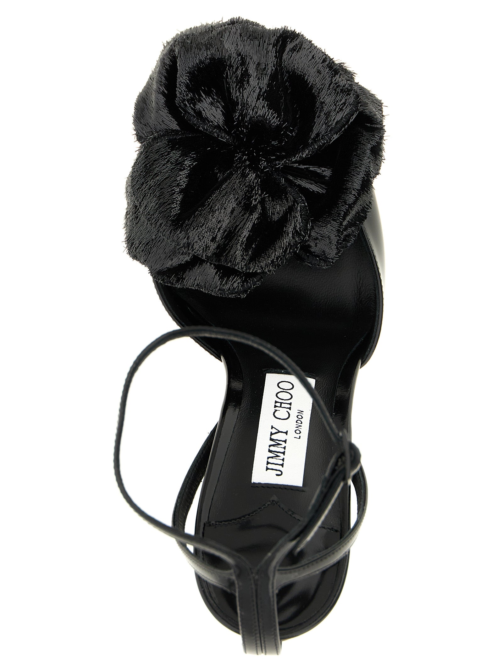 Schwarze Leder-Stiletto-Sandalen