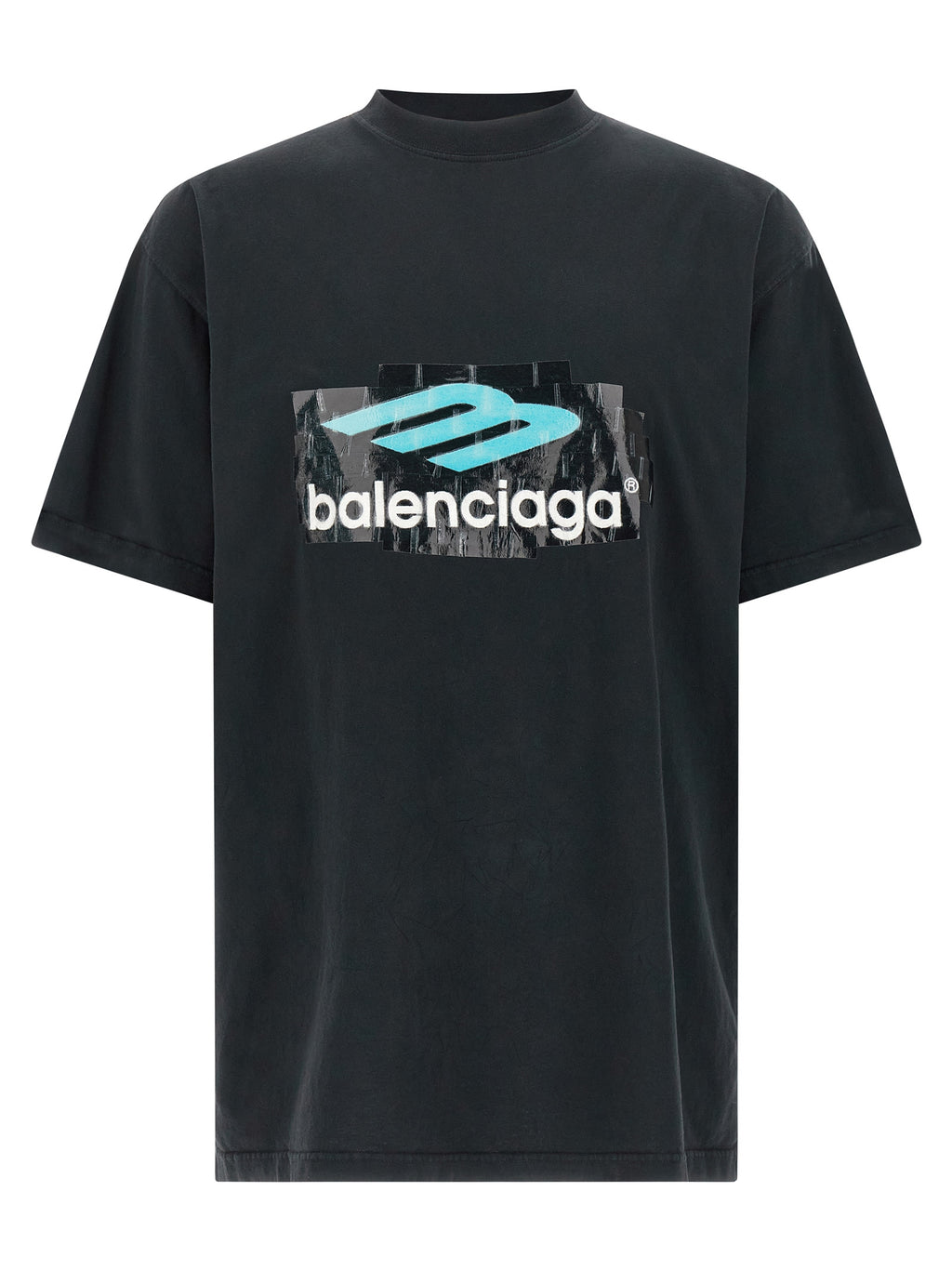 Schwarzes Baumwoll-T-Shirt