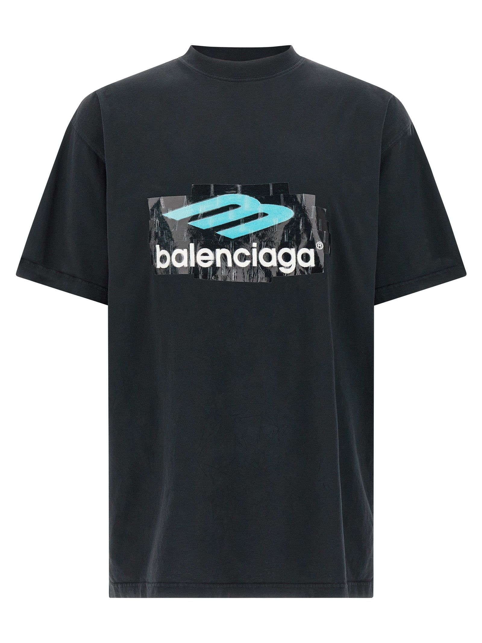 Schwarzes Baumwoll-T-Shirt