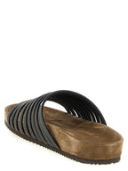 Schwarze Lammleder-Slipper