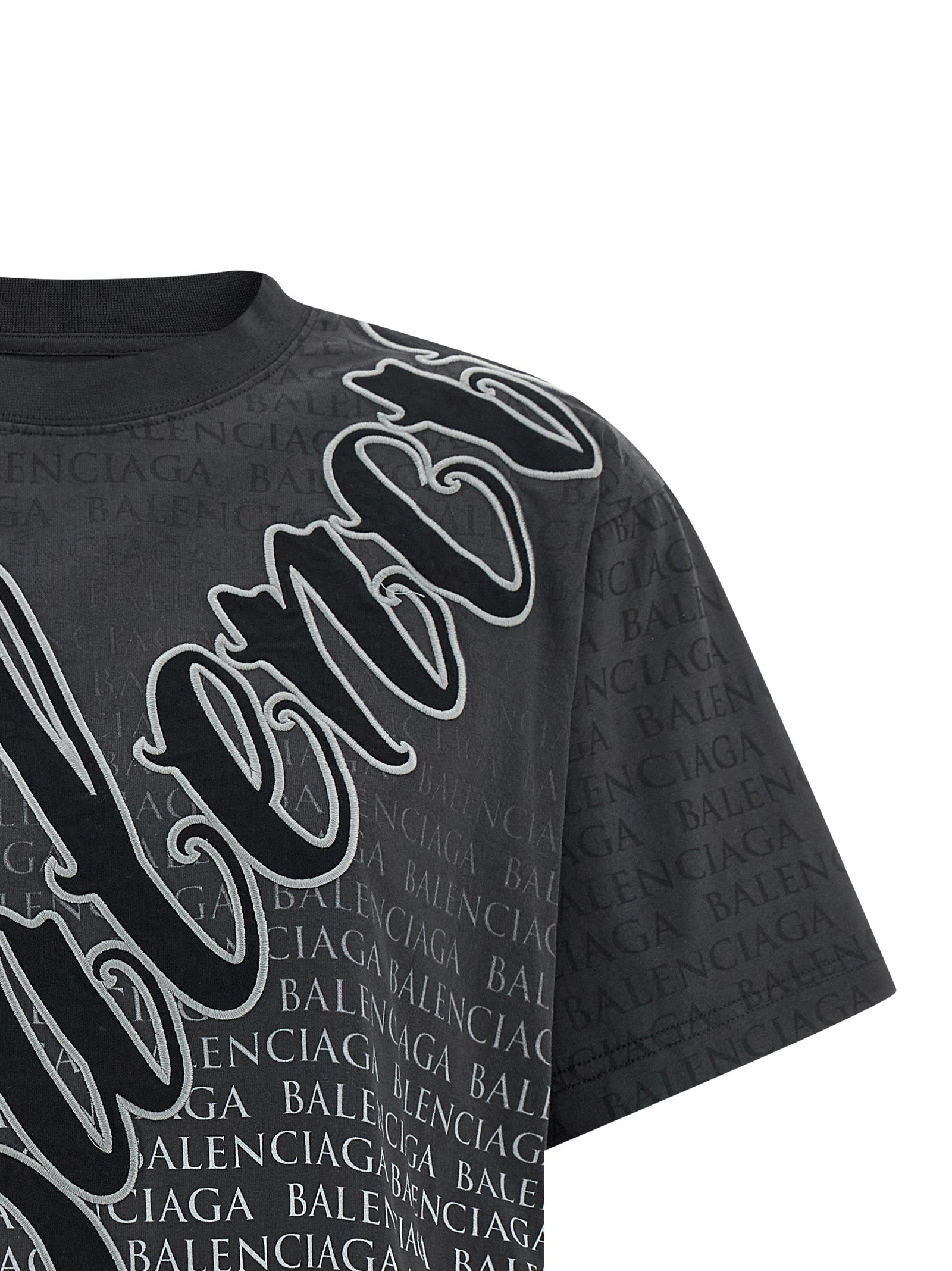 Schwarzes Baumwoll-T-Shirt