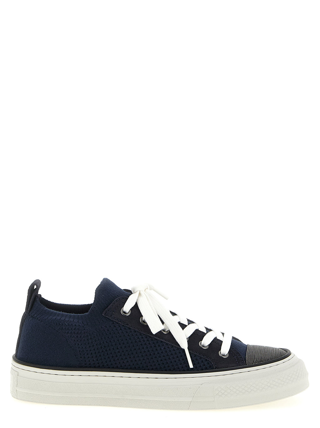 Blaue Low-Top-Sneaker aus Baumwolle