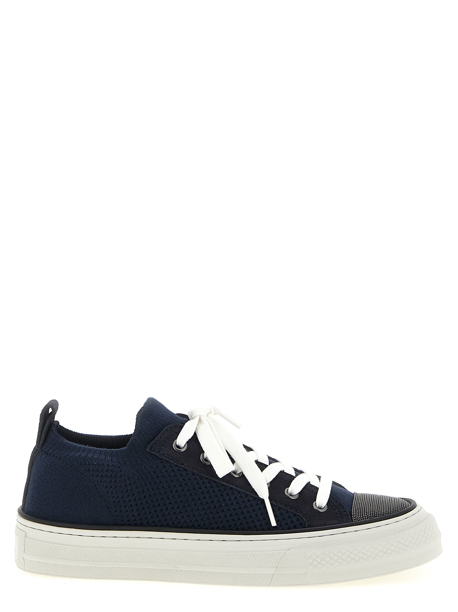 Blaue Low-Top-Sneaker aus Baumwolle