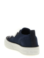 Blaue Low-Top-Sneaker aus Baumwolle