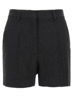 Schwarze Bermuda-Shorts aus reiner Schurwolle