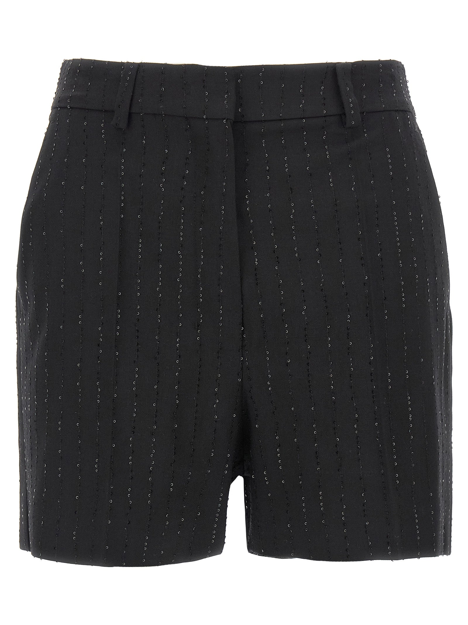 Schwarze Bermuda-Shorts aus reiner Schurwolle