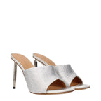 Silberne Satin-Stilettosandalen