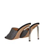 Schwarze Stiletto-Sandalen aus Satin