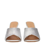 Silberne Satin-Stilettosandalen