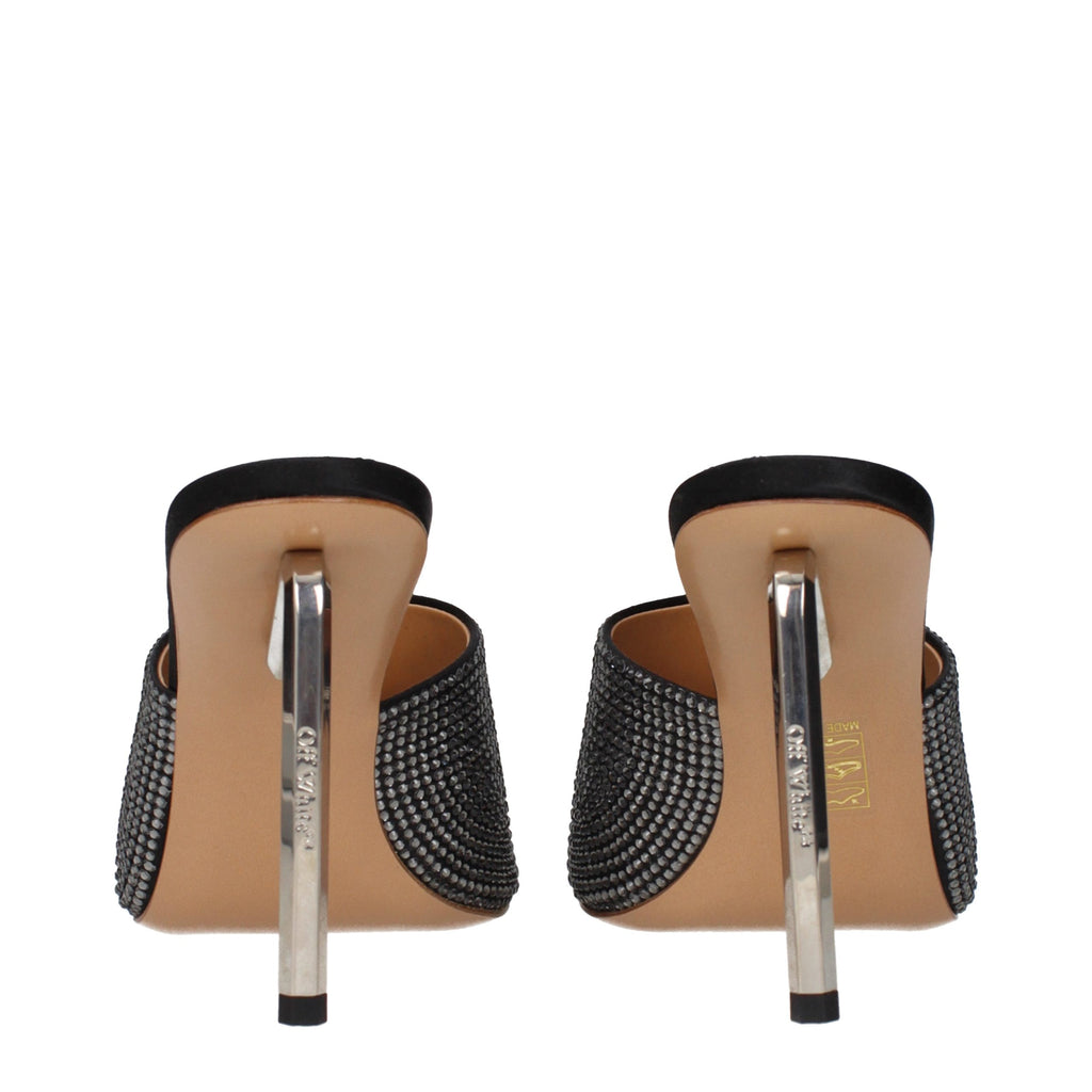 Schwarze Stiletto-Sandalen aus Satin