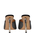 Schwarze Stiletto-Sandalen aus Satin