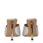 Silberne Satin-Stilettosandalen