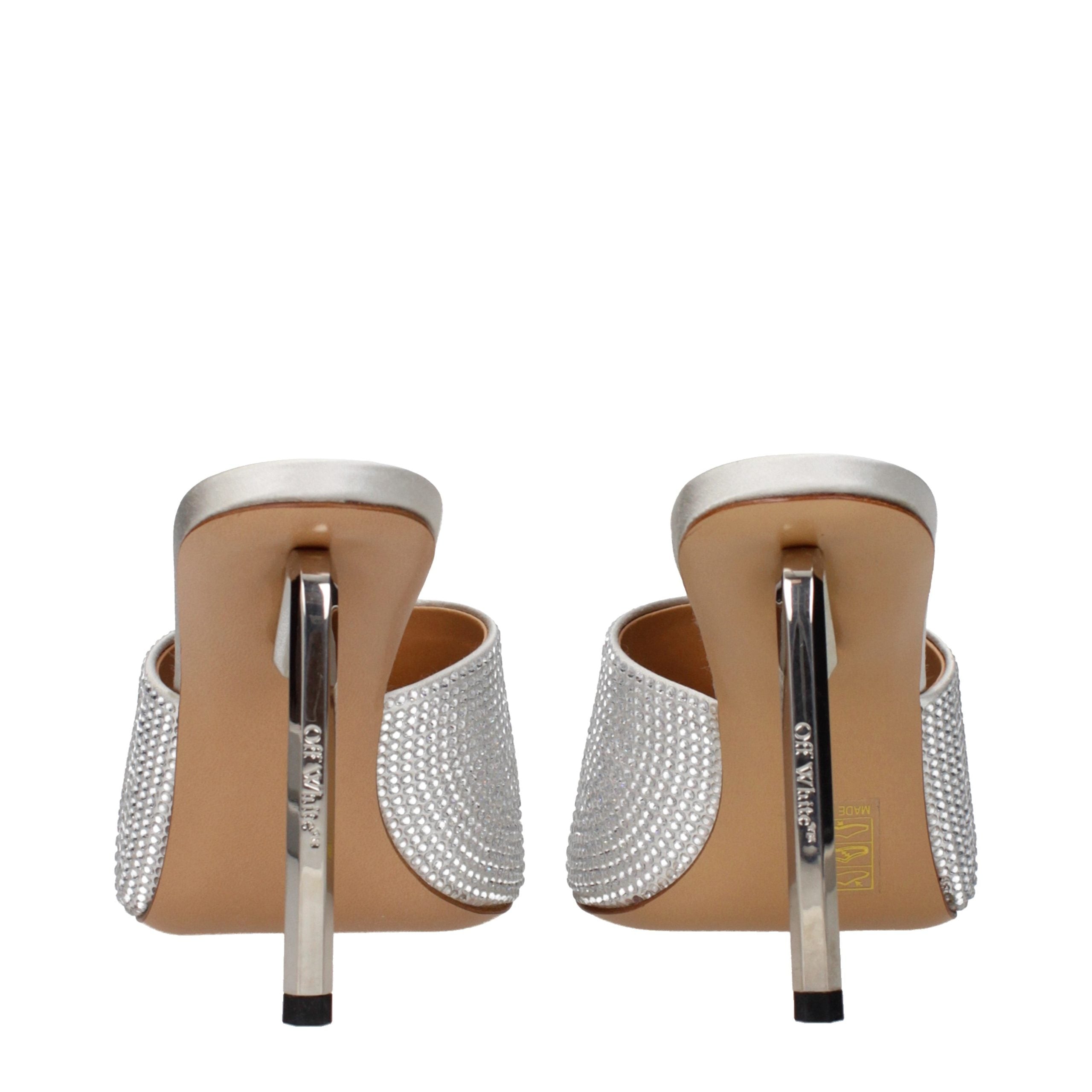 Silberne Satin-Stilettosandalen