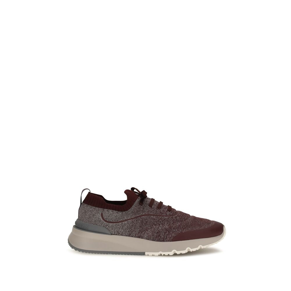 Bordeaux Baumwoll-Sneakers im Athletic-Stil Brunello Cucinelli