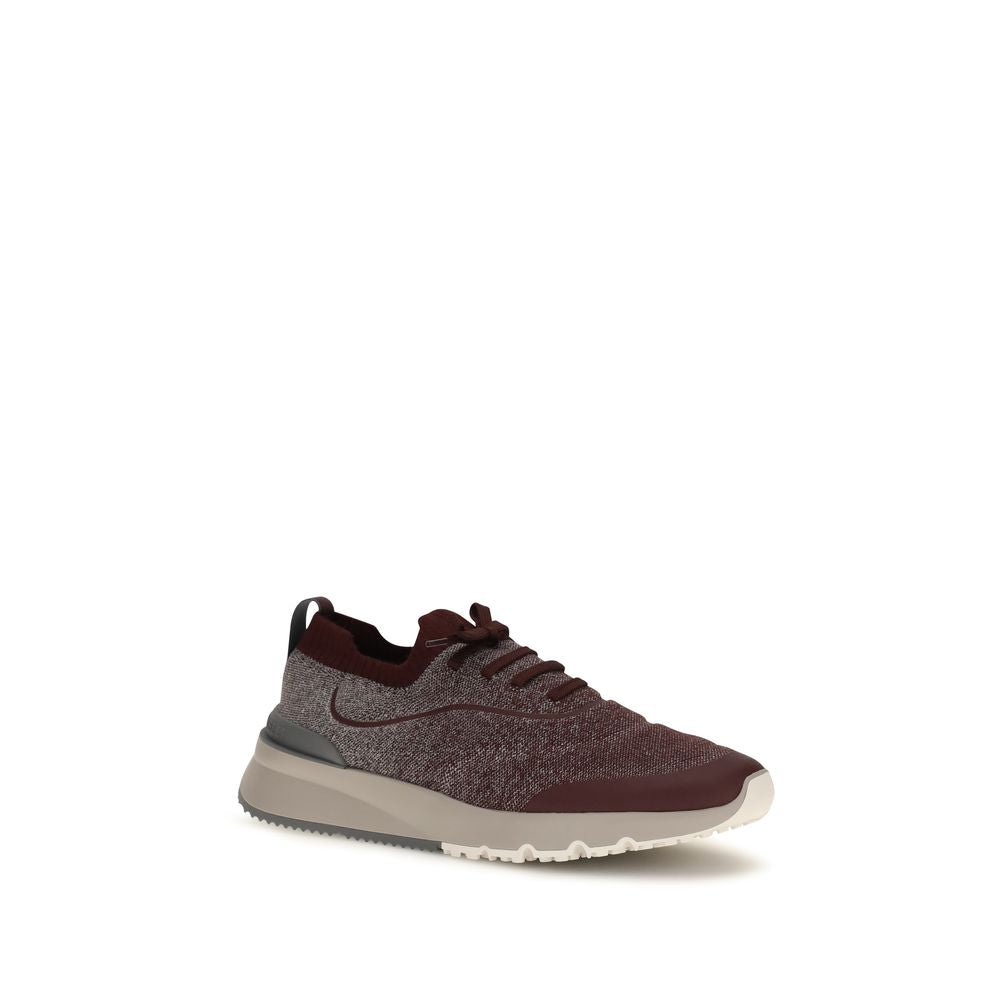 Bordeaux Baumwoll-Sneakers im Athletic-Stil Brunello Cucinelli