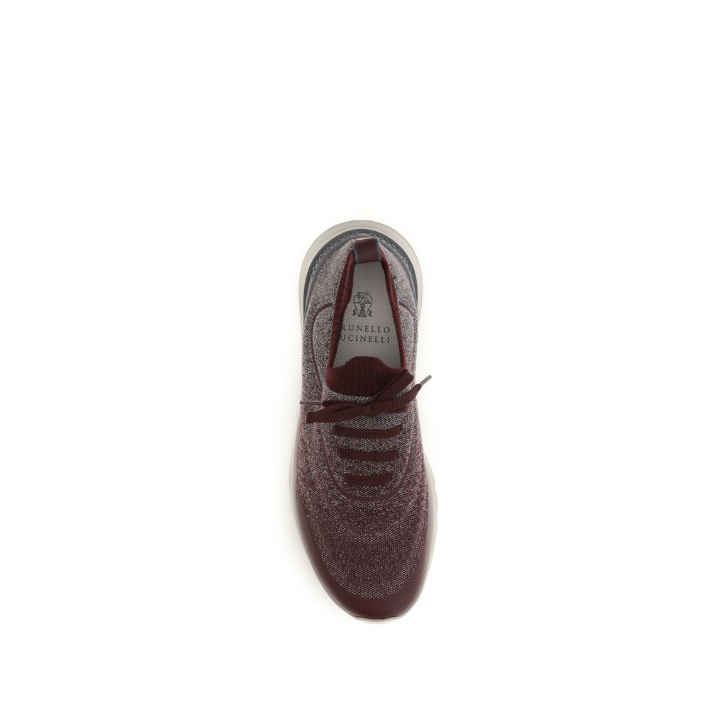 Bordeaux Baumwoll-Sneakers im Athletic-Stil Brunello Cucinelli