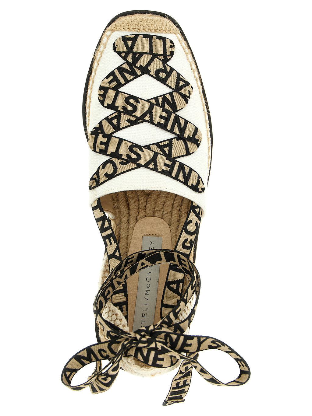 Beige Baumwoll-Keilsandalen