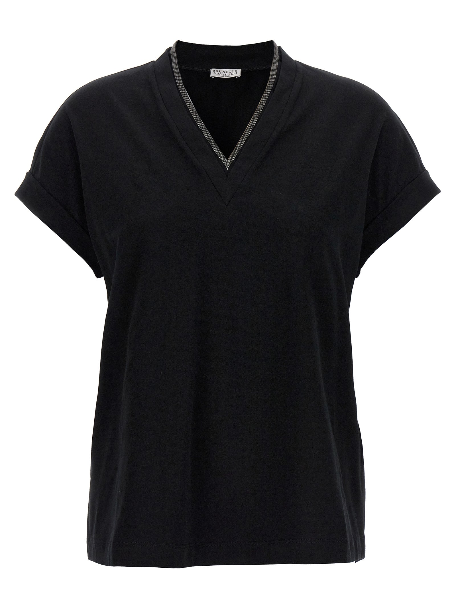 Schwarzes Baumwoll-T-Shirt