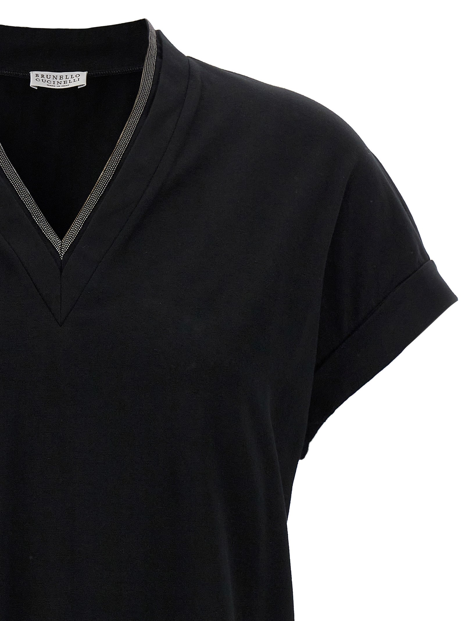 Schwarzes Baumwoll-T-Shirt