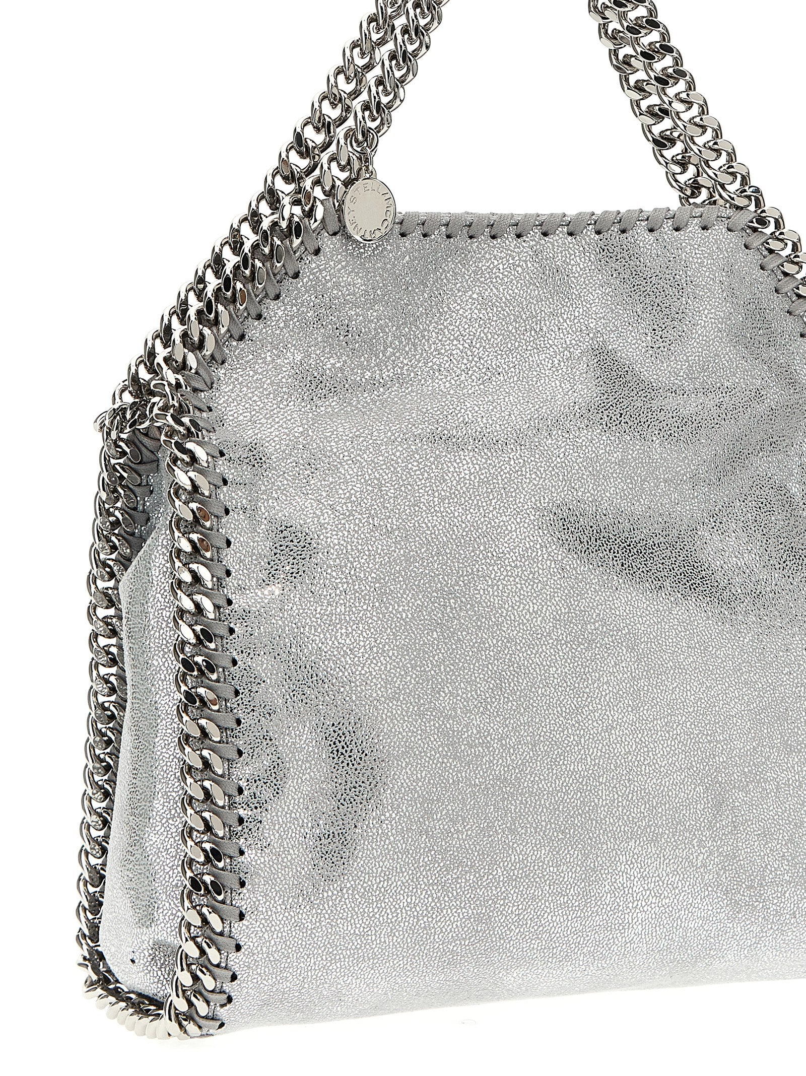 Silberne Polyester-Handtasche