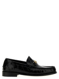 Schwarze Loafer aus Samt und Leder zum Hineinschlüpfen