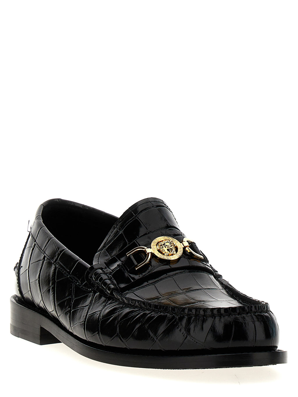 Schwarze Loafer aus Samt und Leder zum Hineinschlüpfen