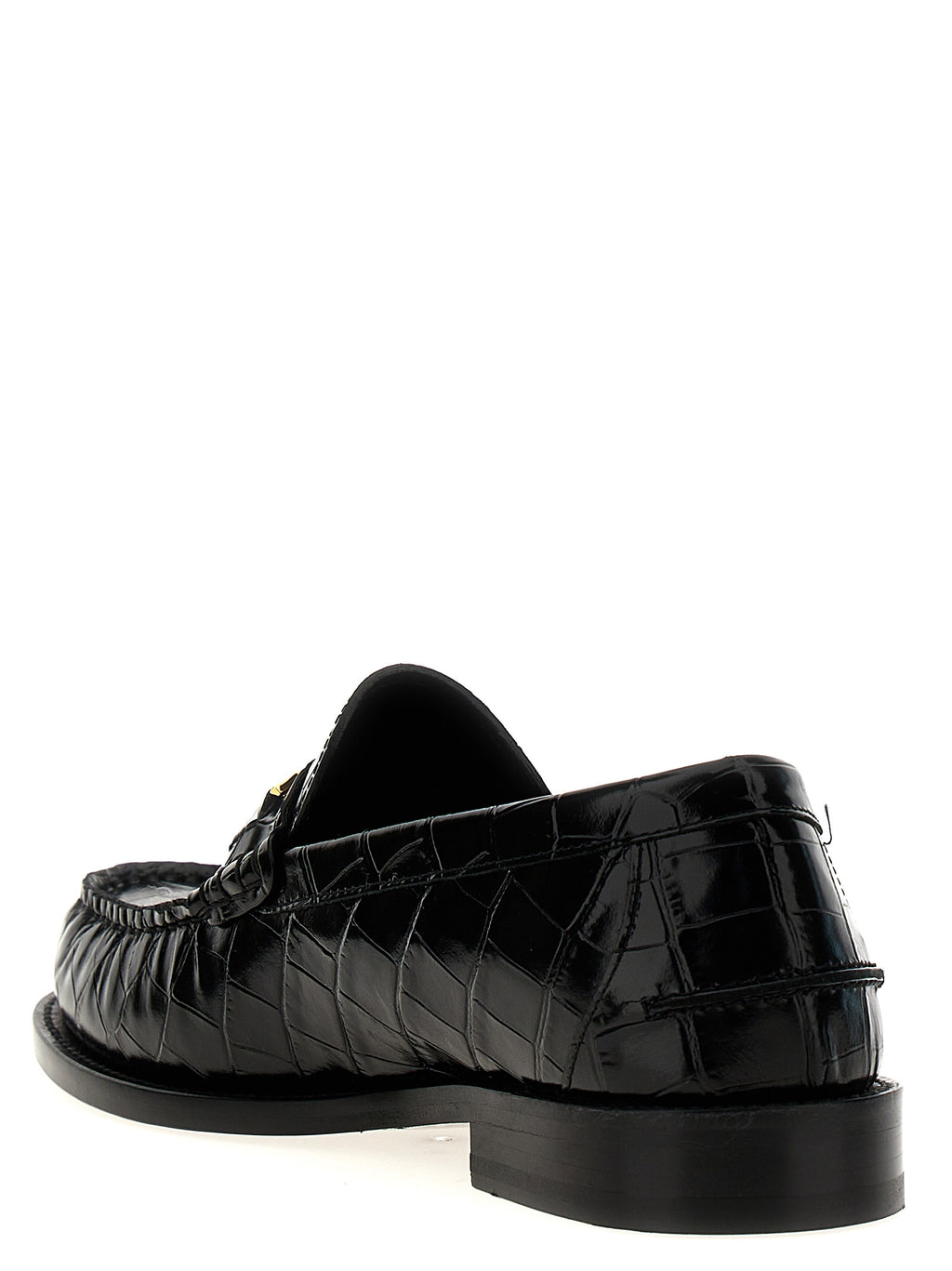 Schwarze Loafer aus Samt und Leder zum Hineinschlüpfen