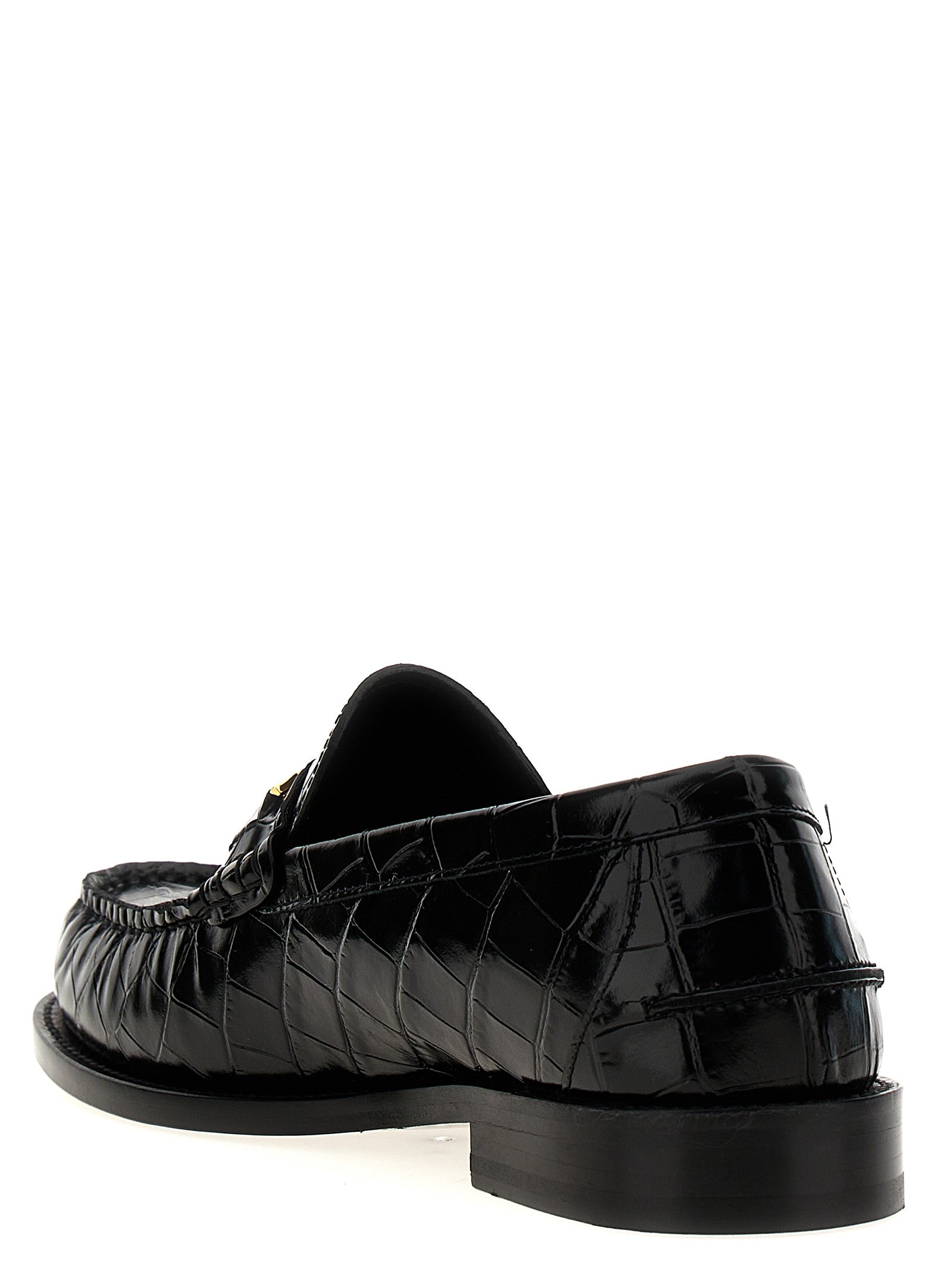 Schwarze Loafer aus Samt und Leder zum Hineinschlüpfen