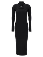 Schwarzes Baumwoll-Midikleid