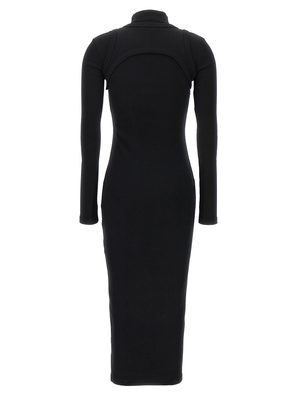 Schwarzes Baumwoll-Midikleid