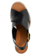 Schwarze Keilsandalen aus Kalbsleder