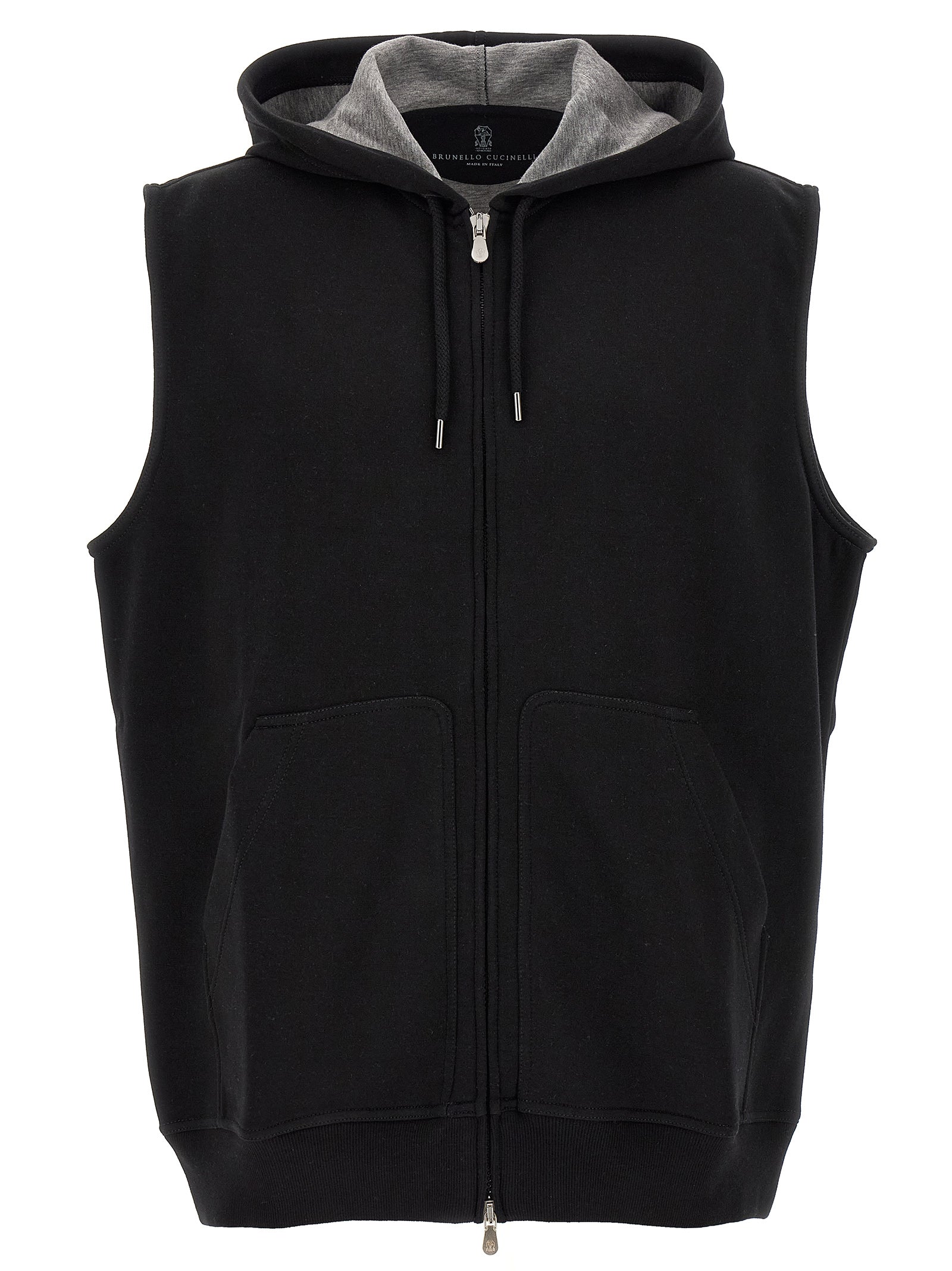Schwarze ärmellose Baumwolljacke