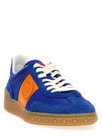 Blaue Low-Top-Sneaker aus Rindsleder