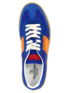 Blaue Low-Top-Sneaker aus Rindsleder