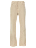 Beige Cotton Casual Pants