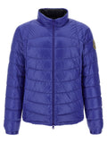 Blaue Polyamid-Jacke in voller Länge