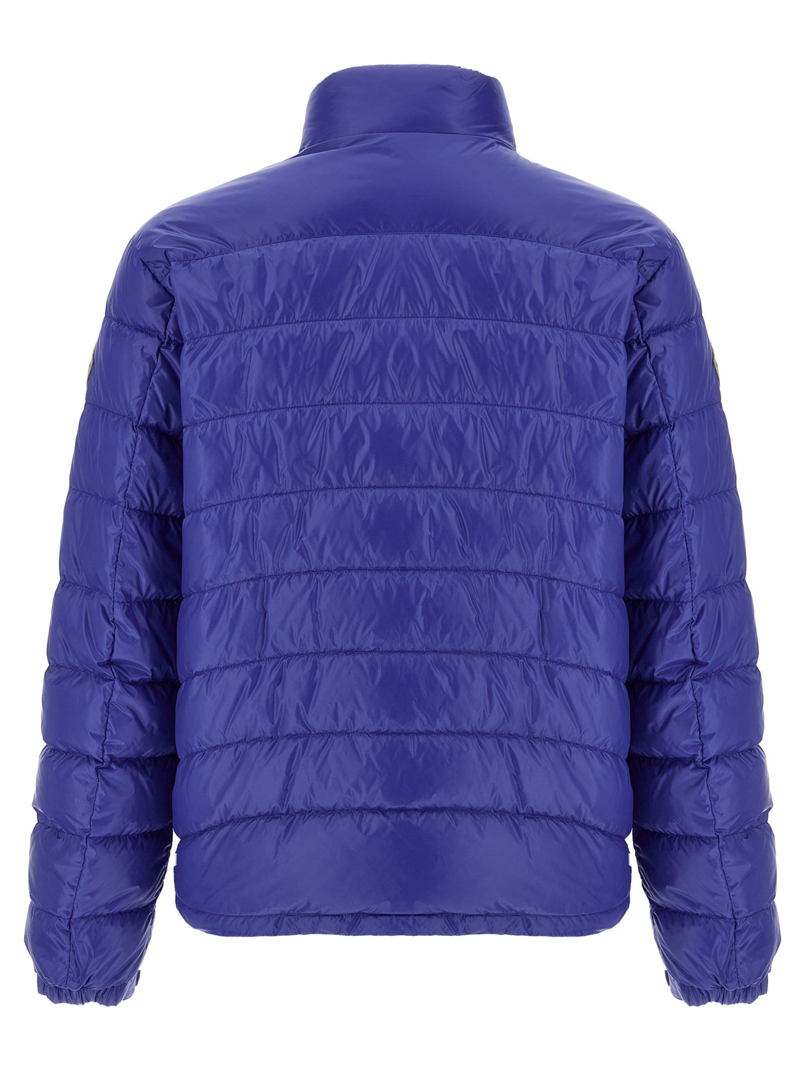 Blaue Polyamid-Jacke in voller Länge