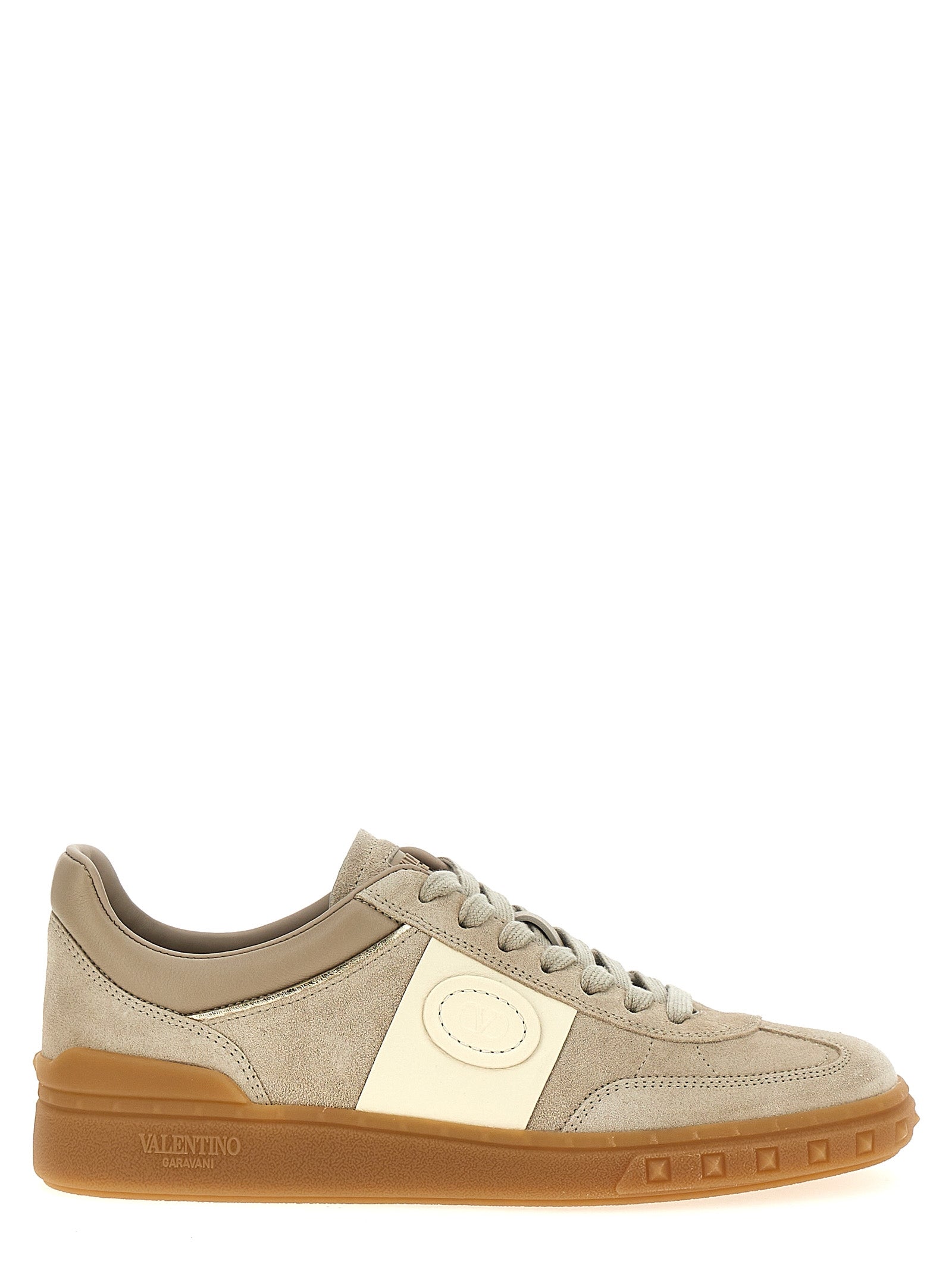 Beige Kalbsleder Low-Top-Sneaker