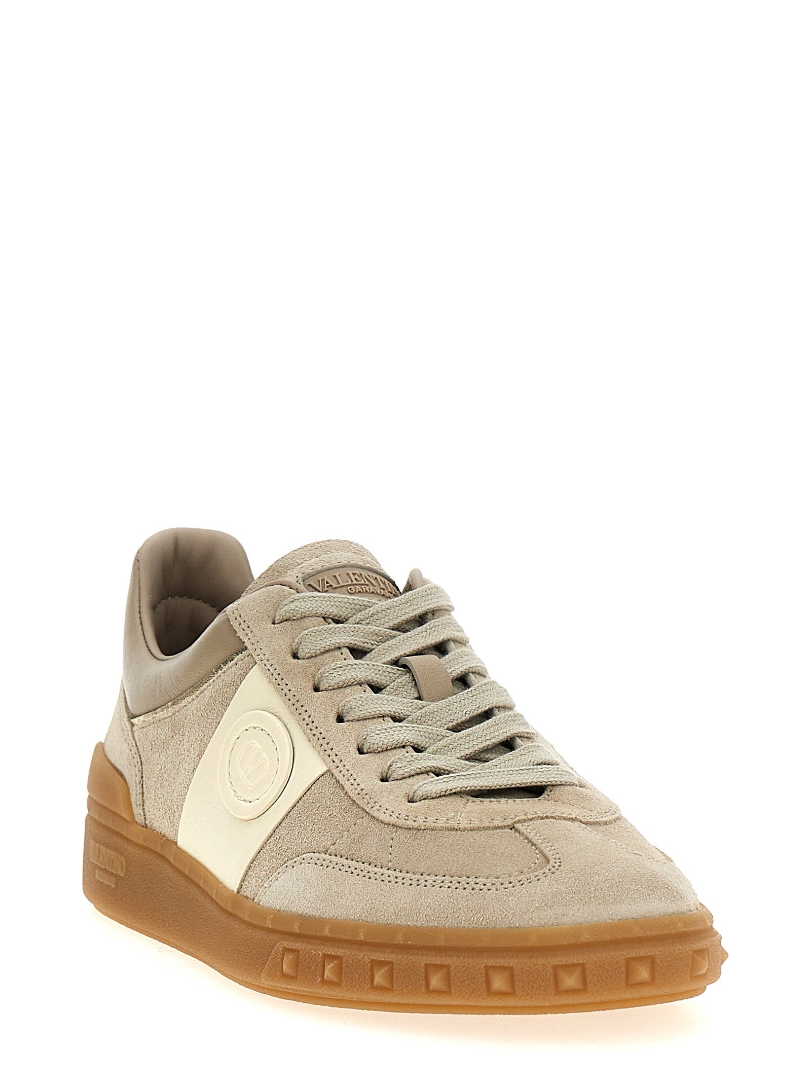 Beige Kalbsleder Low-Top-Sneaker